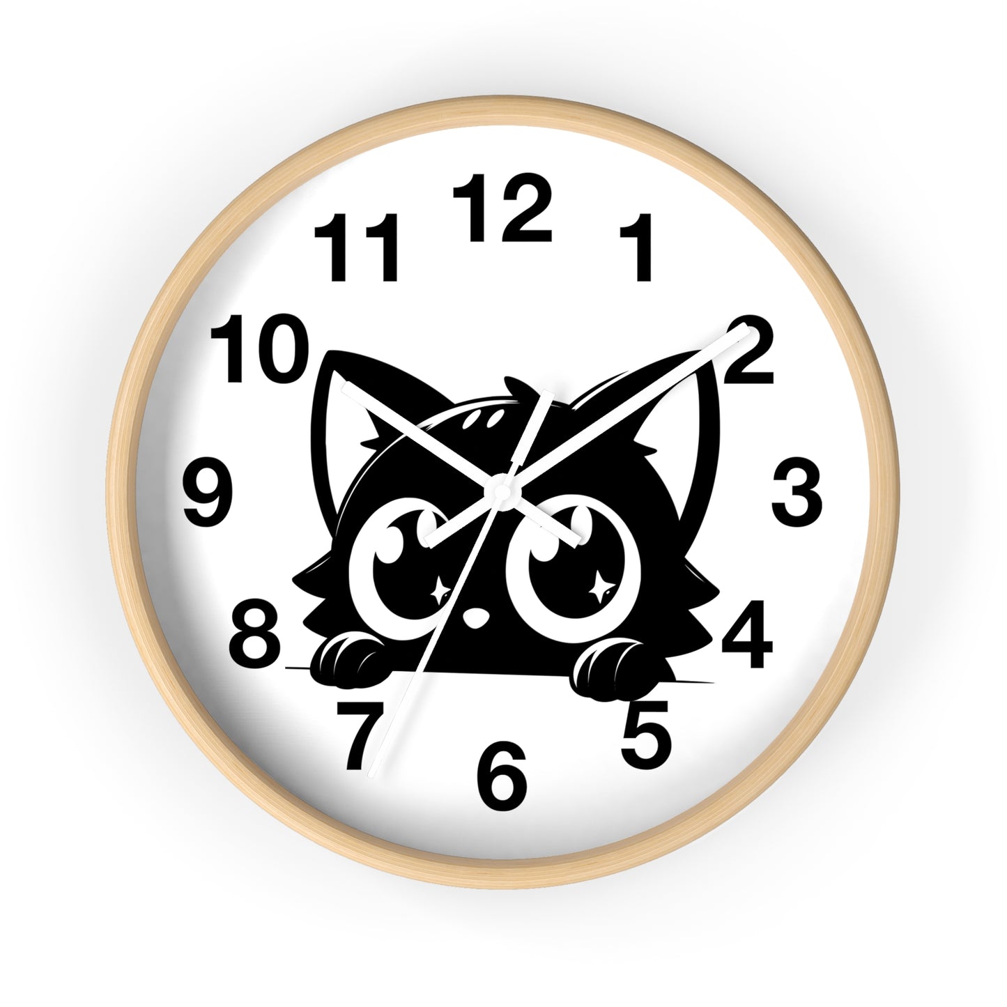 Cute Cat Wall Clock, Adorable Timepiece for Cat Lovers, Black Cat Decor for Home, Kawaii Wall Art, Gift for Cat Enthusiasts