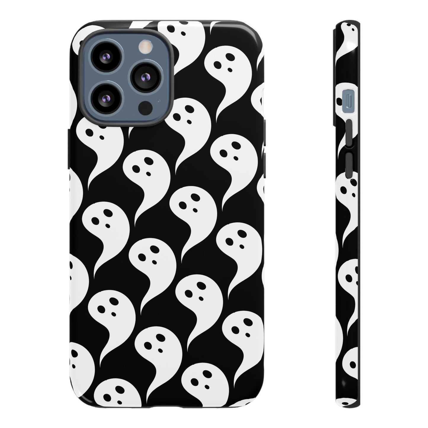 Ghost Pattern Phone Case, Cute Ghost Cell Phone Cover, Halloween Accessory, Spooky Gift, Black and White Phone Case