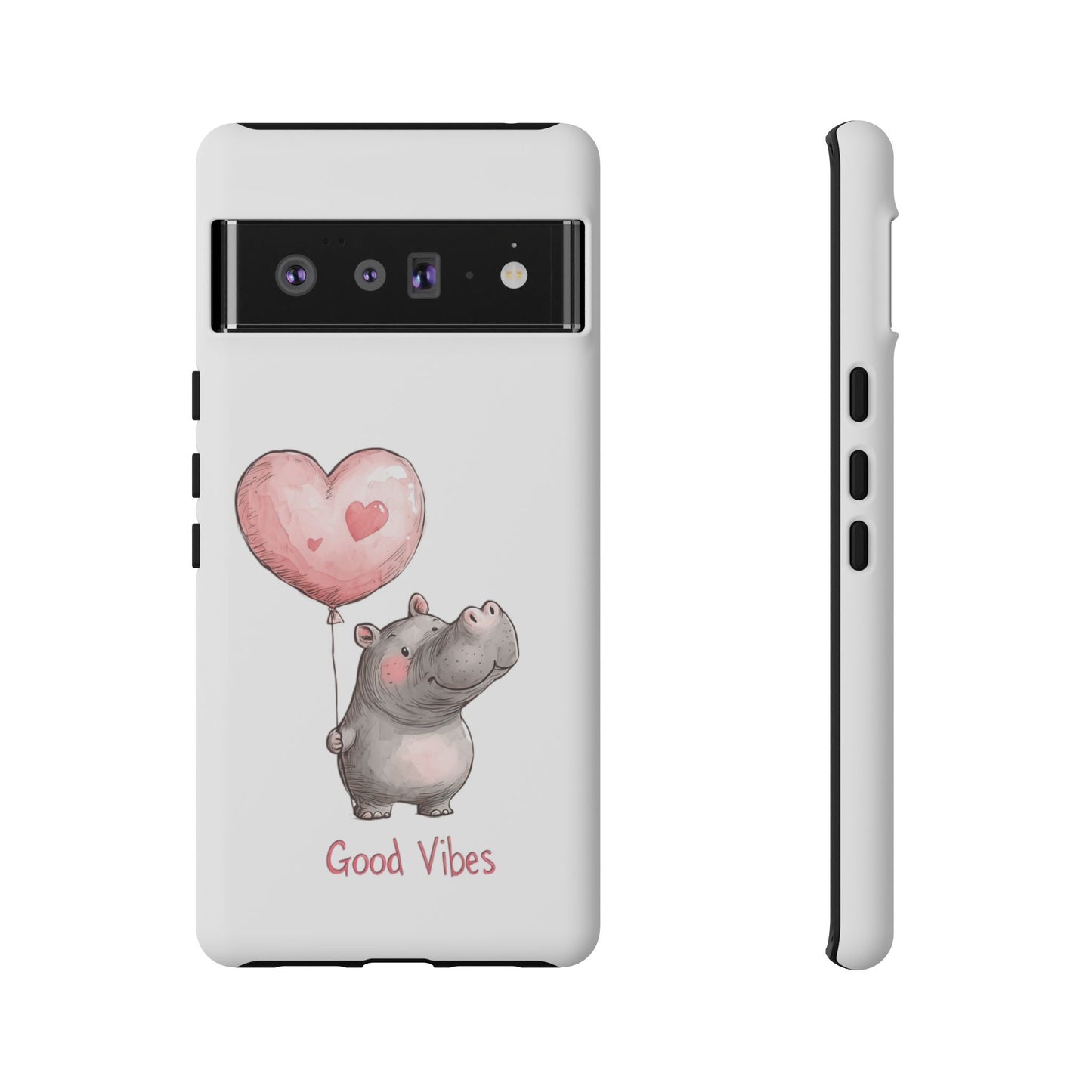 Cute Hippo Phone Case - Good Vibes Design, Animal Lover Gift, Fun Accessory, Birthday Present, Phone Accessories