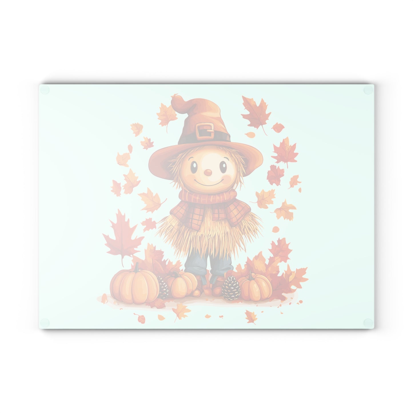 Autumn Scarecrow Glass Cutting Board, Fall Kitchen Decor, Thanksgiving Gift, Food Prep Surface, Harvest Homeware, Seasonal Cooking Tool