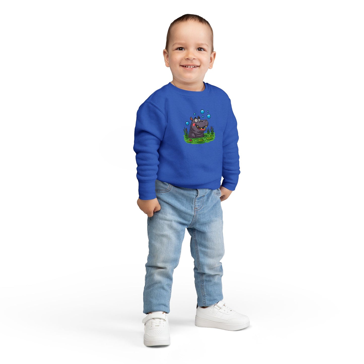 Toddler Hippo Sweatshirt, Cute Animal Apparel, Kids' Gift Idea, Birthday Present, Playful Toddler Clothes, Animal Lover Sweatshirt