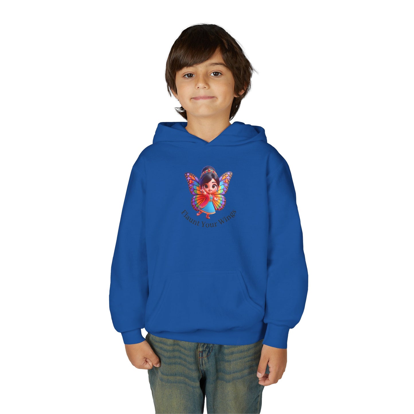 Inspirational Youth Hoodie - "Flaunt Your Wings", Cozy Sweatshirt, Gift for Teens, Motivational Apparel, Butterfly Design