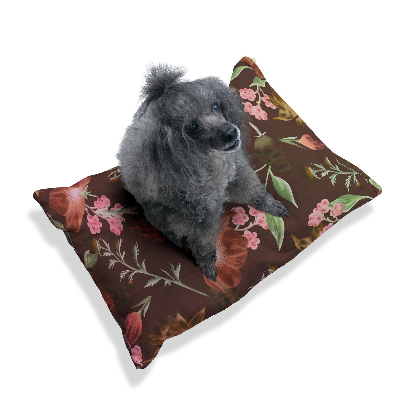 Floral Pet Bed - Cozy Dog Cat Cushion, Decorative Pet Accessory, Indoor Dog Bed, Cat Bed, Flower Print Pet Lounger