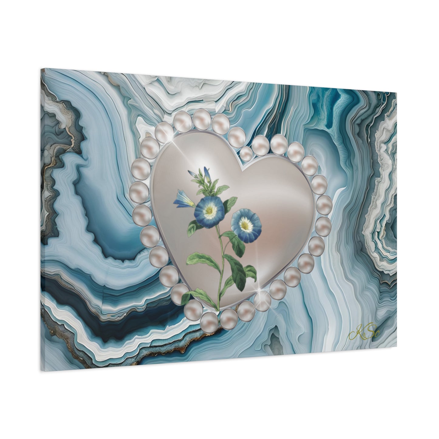 Elegant Floral Heart Canvas Wall Art, Modern Home Decor, Gift for Her