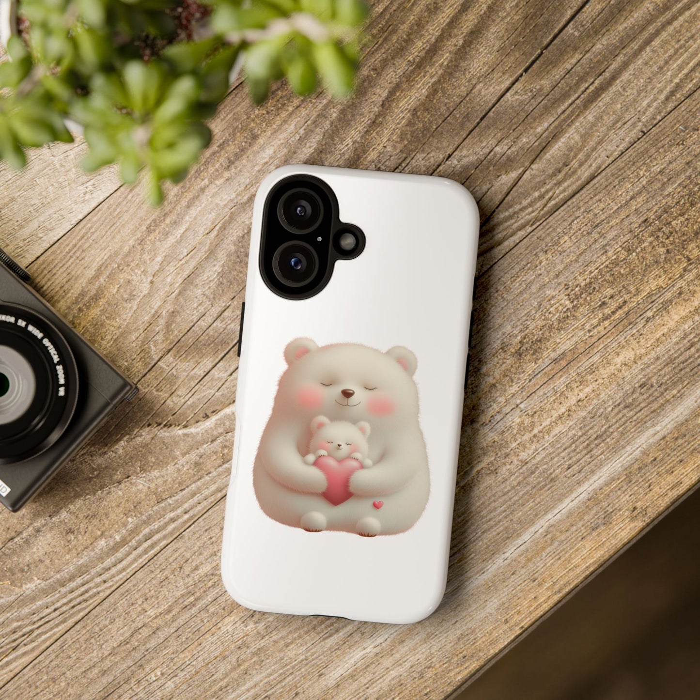 Cute Bear Phone Case, Tough Cases, Animal Lover Gift, Kids Accessories, Mother’s Day, Heartwarming Design