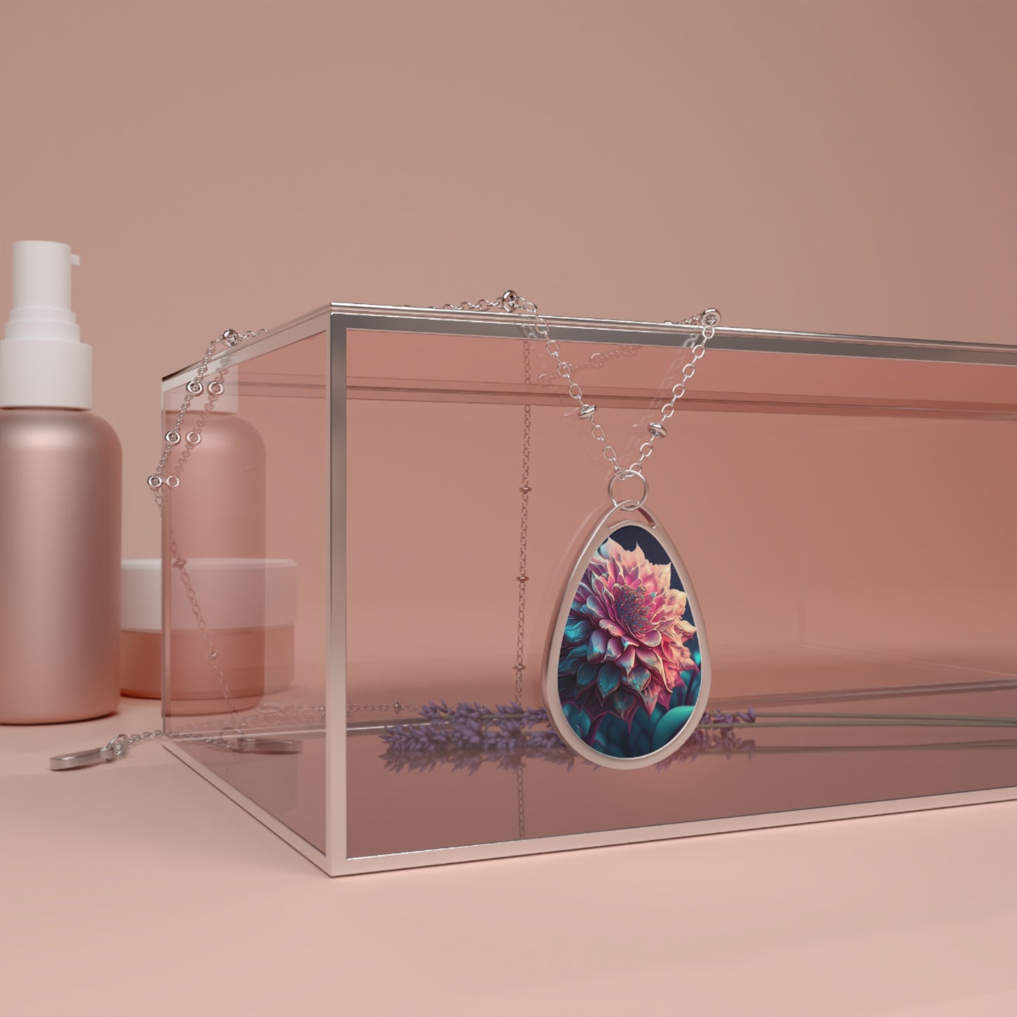 Floral Oval Necklace, Nature Jewelry, Gift for Her, Boho Chic Accessory, Birthday or Anniversary Gift, Botanical Pendant