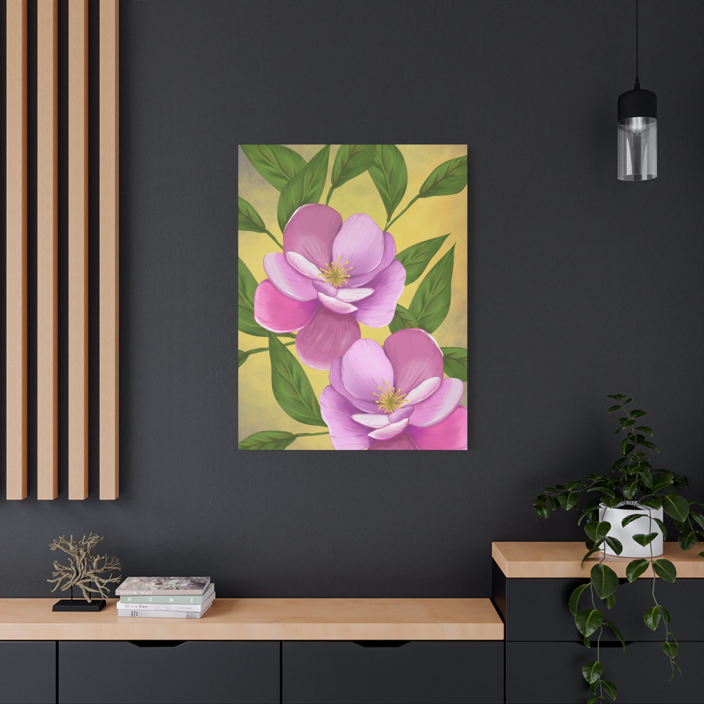 Matte Canvas, Stretched, 1.25" Tulips Pink and Purple Flowers