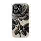 Black Rose Phone Case, Tough Cases with Floral Design, Elegant Tech Accessory, Gift for Flower Lovers, Stylish Protection