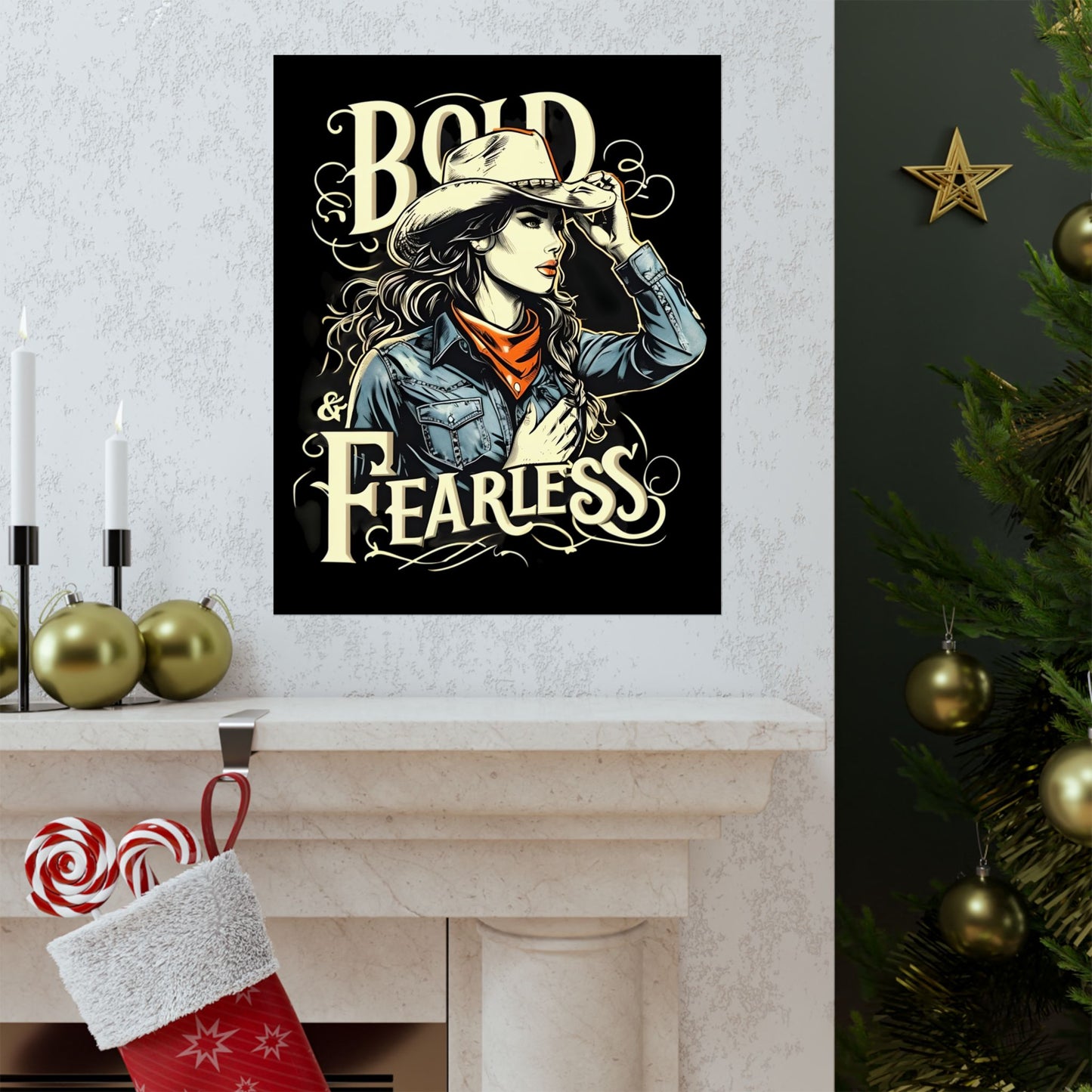 Bold & Fearless Cowboy Woman Poster — Matte Vertical Wall Art