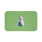 Cat-Themed Bath Mat, Cute Cat Rug, Bathroom Decor, Pet Lover Gift, Green Cat Mat, Cat Owner Bathroom Accessory