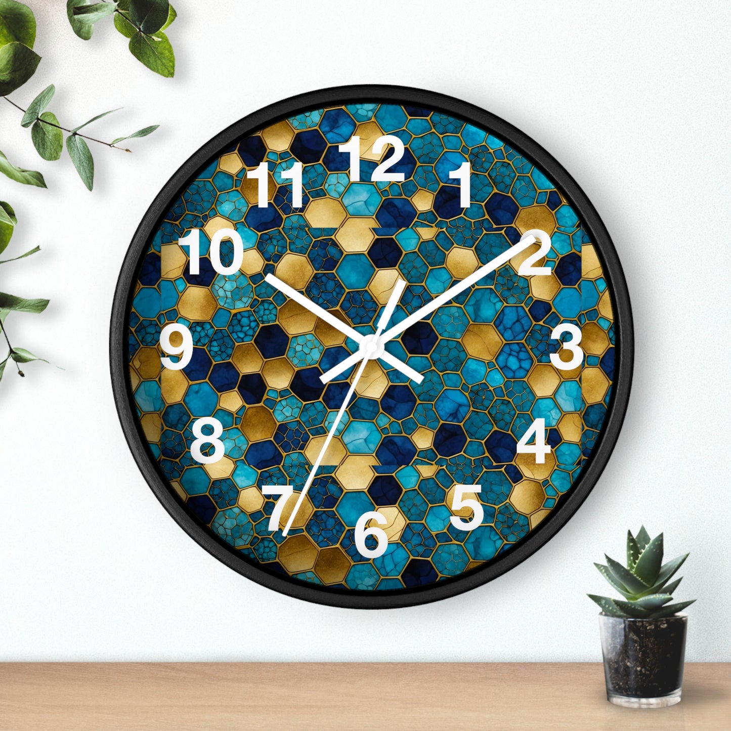 Honeycomb Mosaic Wall Clock - Home Decor, Unique Gift for Bee Lovers, Stylish Timepiece for Living Room, Kitchen or Office