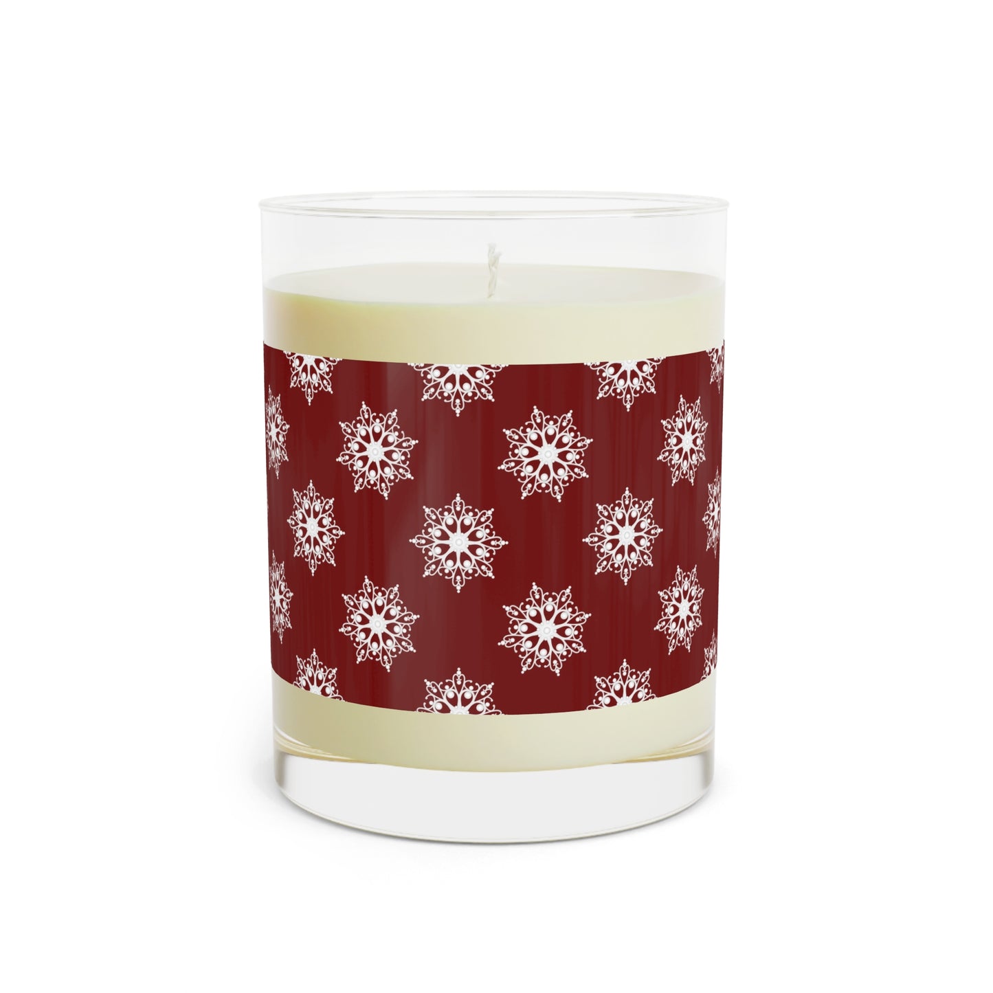 Holiday Snowflake Scented Candle — 11oz Festive Glass Candle (Red)