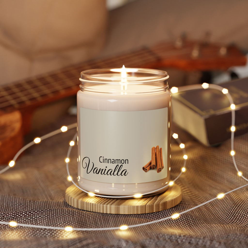 Cinnamon Vanilla Soy Candle — 9oz Scented Jar for Cozy Home & Gift