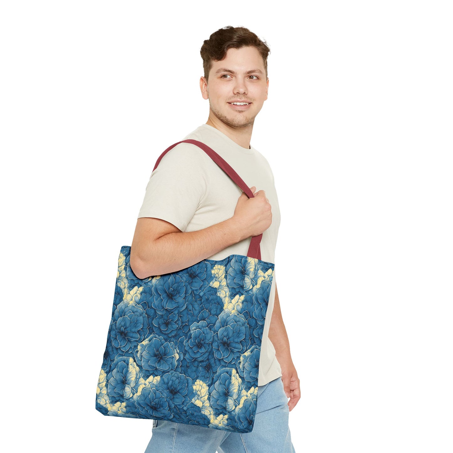 Floral Blue Peony Tote