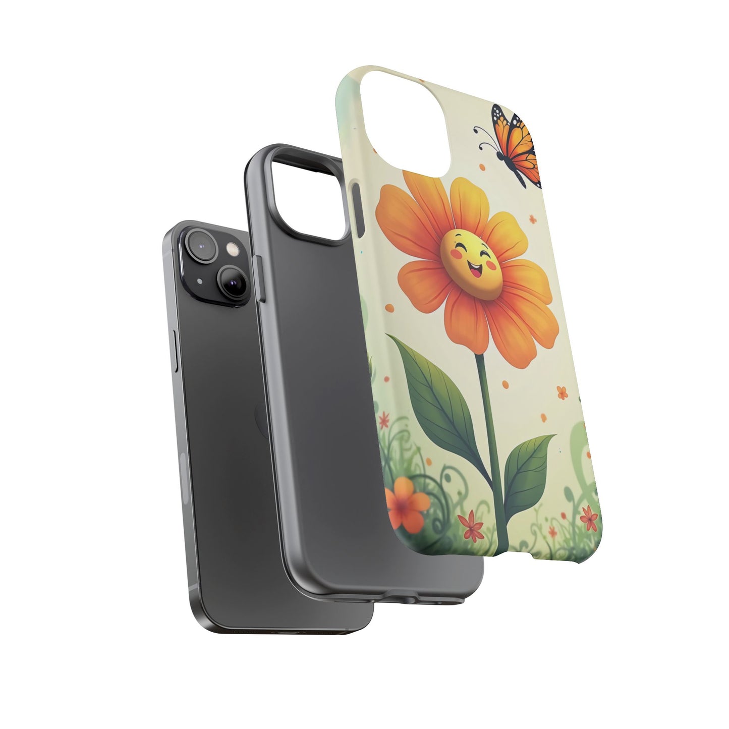 Floral Phone Case with Butterfly Design, Cute Flower Phone Cover for Nature Lovers, Eco-Friendly Gift, Spring Vibes, Birthday Present