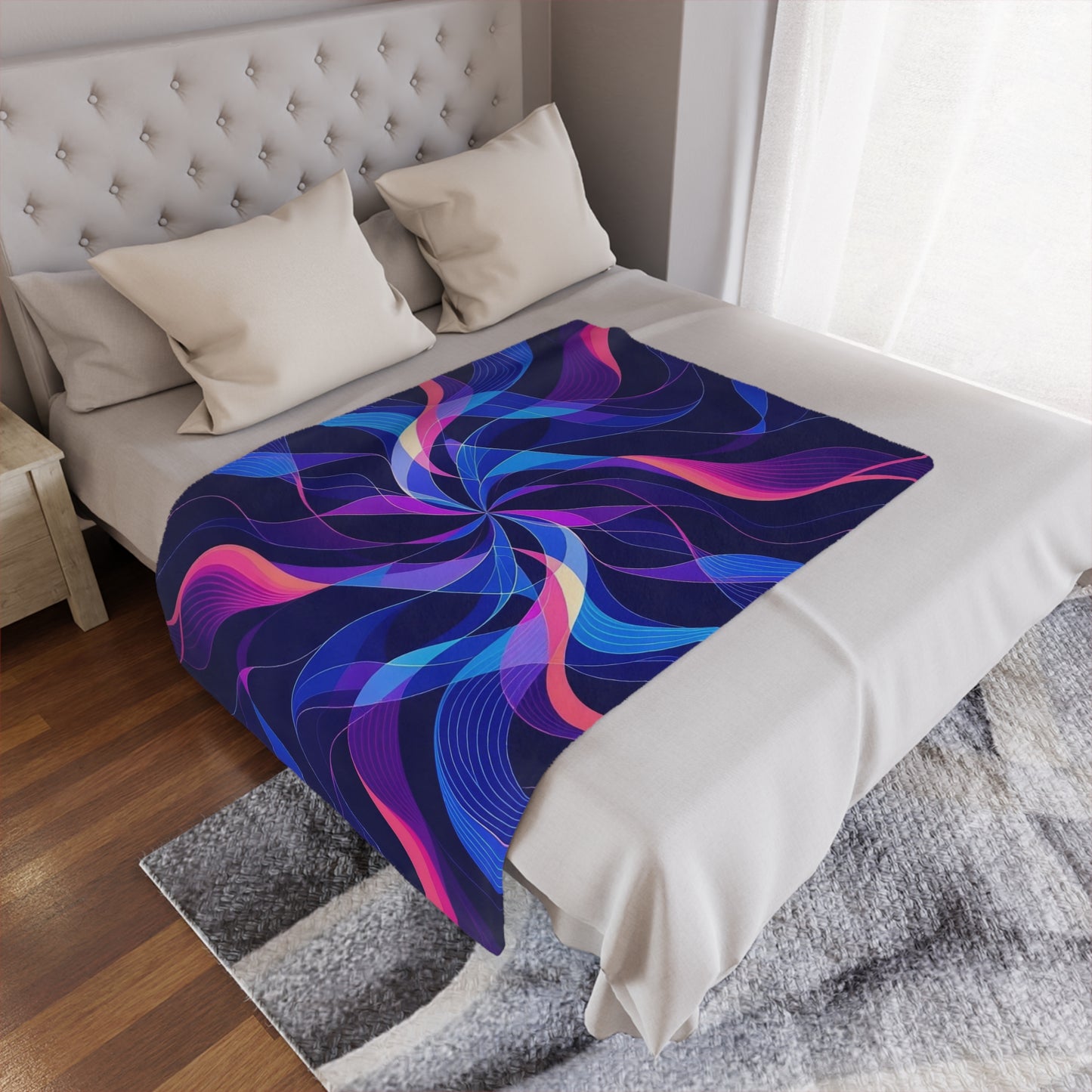 Minky Blanket — Abstract Neon Swirl Plush Throw