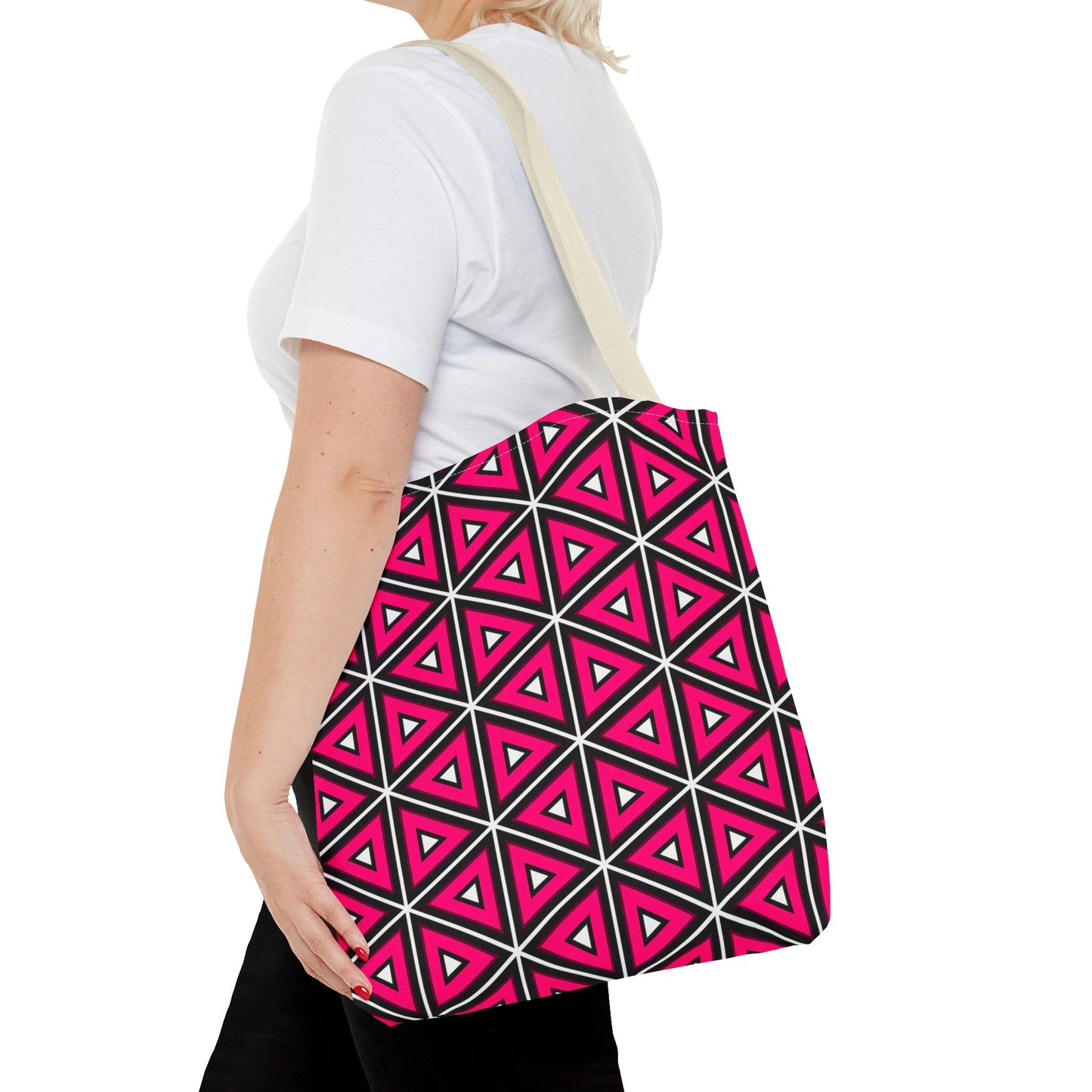 Vibrant Geometric Tote Bag, Trendy Shopping Tote, Cute Carry-All