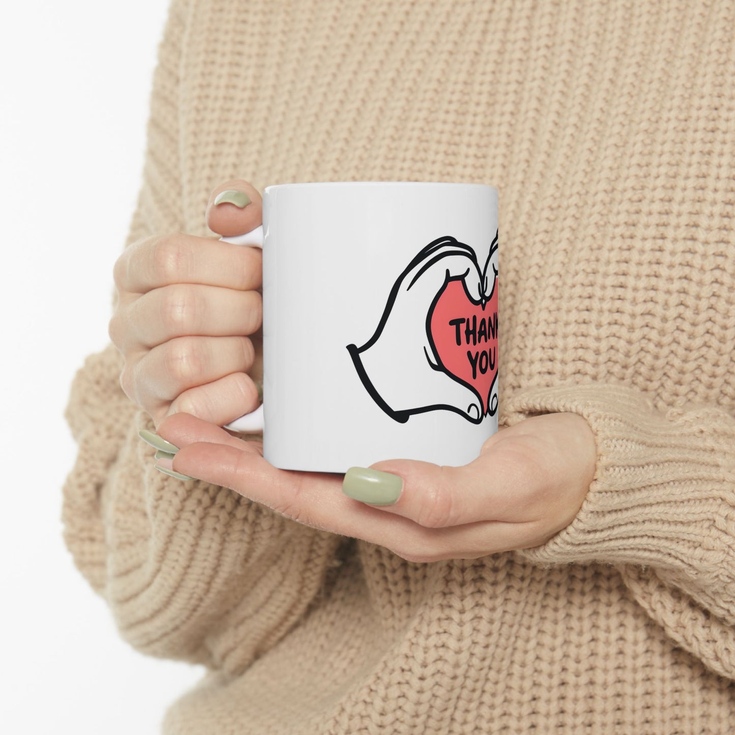 Thank You Heart Ceramic Mug — Appreciation Gift Coffee Cup (11oz & 15oz)