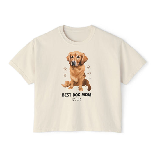 Best Dog Mom Boxy Tee - Golden retriever