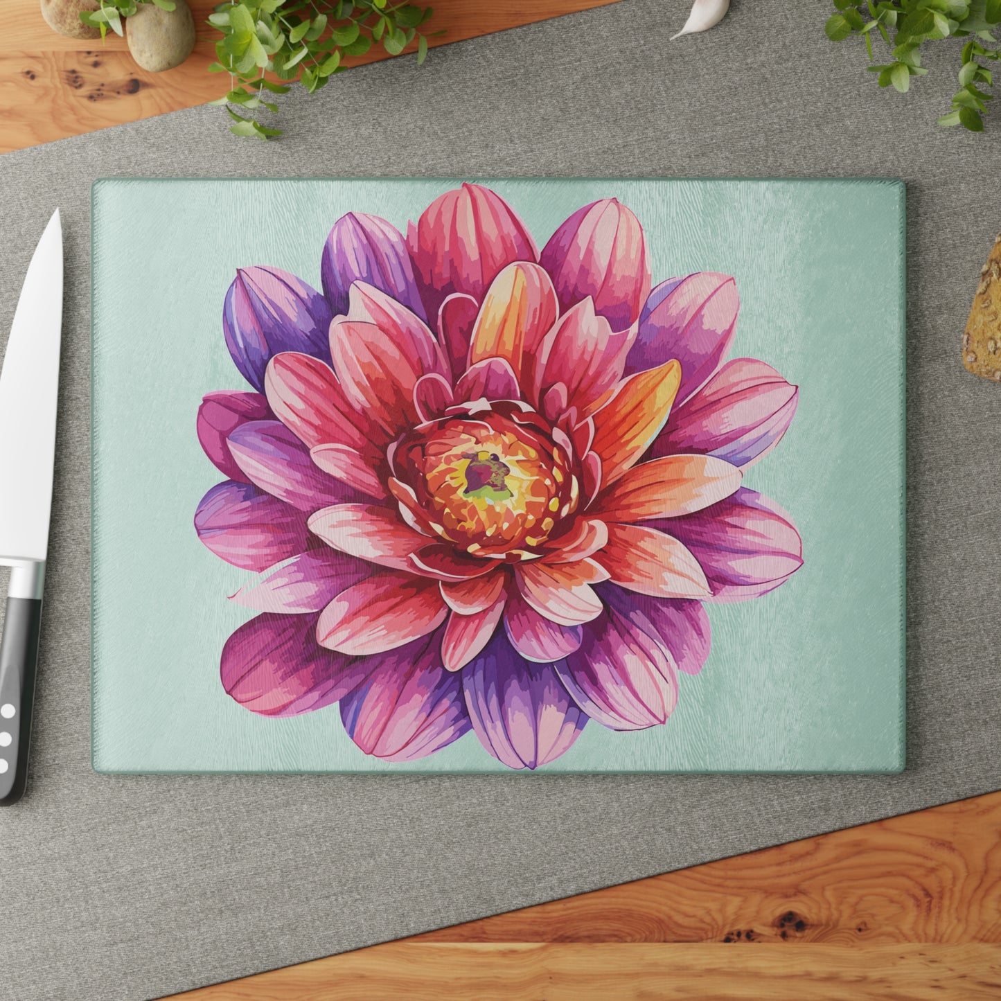 Floral Glass Cutting Board, Kitchen Decor, Housewarming Gift, Mother's Day Present, Cooking Accessories, Meal Prep Essential