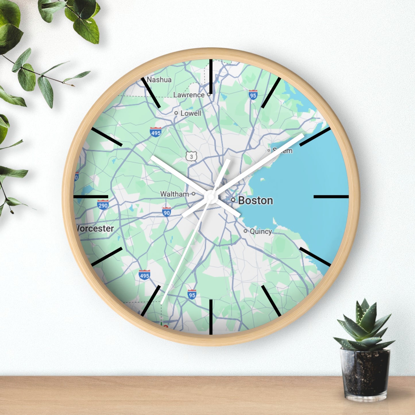 Boston Map Wall Clock - Unique Home Decor, Gift for Boston Lovers, Custom Wall Art, Office Decorations, Modern Timepiece