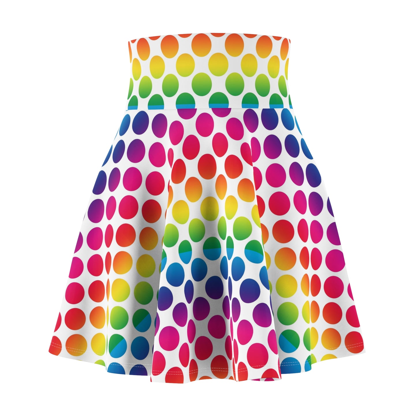 Colorful Polka Dot Women's Skater Skirt, Fun Summer Skirt, Festival Outfit, Casual Wear, Bright Skirt for Parties
