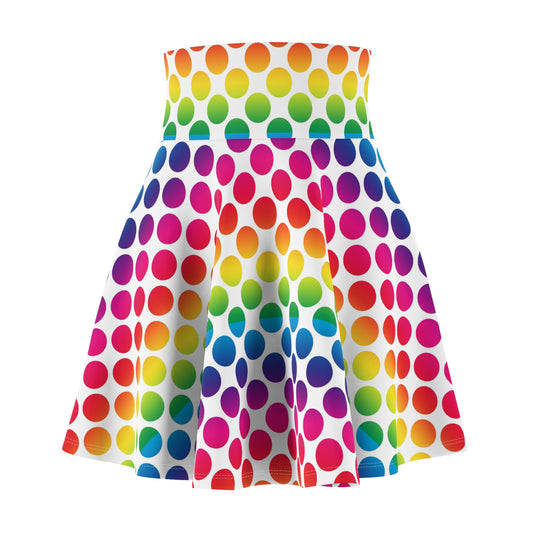 Colorful Polka Dot Women's Skater Skirt, Fun Summer Skirt, Festival Outfit, Casual Wear, Bright Skirt for Parties