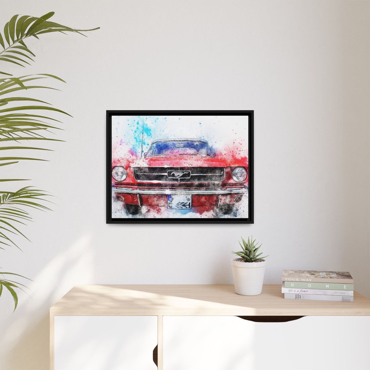 Matte Canvas, Framed Mustang Car