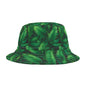 Tropical Leaf Print Bucket Hat, Trendy Sun Hat, Gift for Him, Her, Summer Accessory, Beachwear, Festival Style