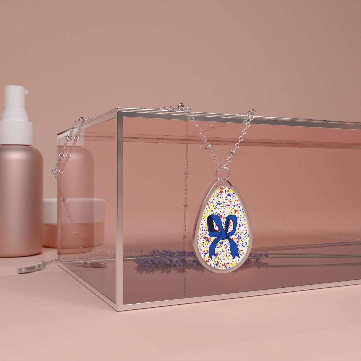Charming Oval Necklace with Colorful Ribbon Design, Gift for Her, Everyday Jewelry, Birthday Present, Elegant Accessories