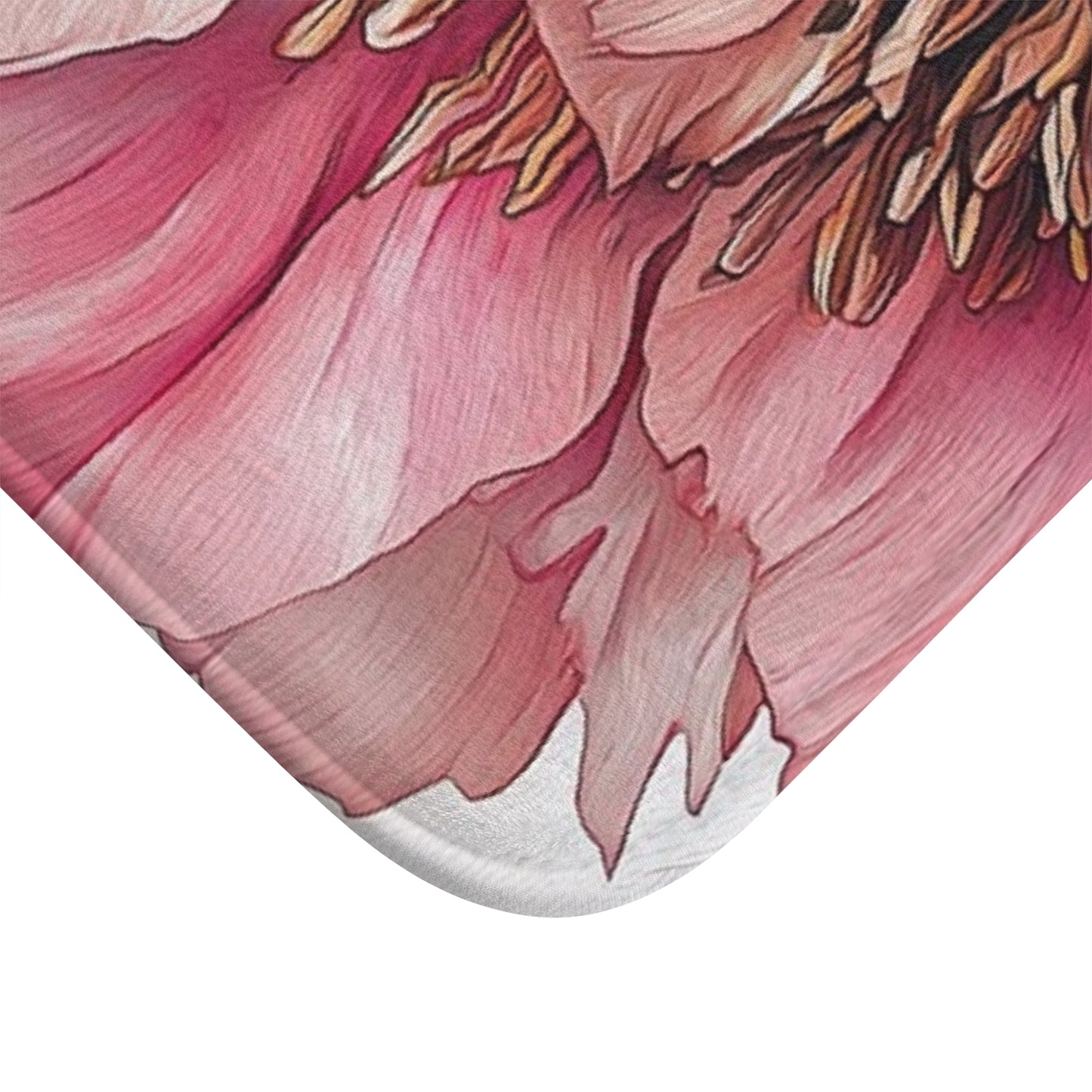 Floral Bathroom Bath Mat, Boho Home Decor, Flower Design, Pink Peony Rug, Mother's Day Gift, Cozy Bathroom