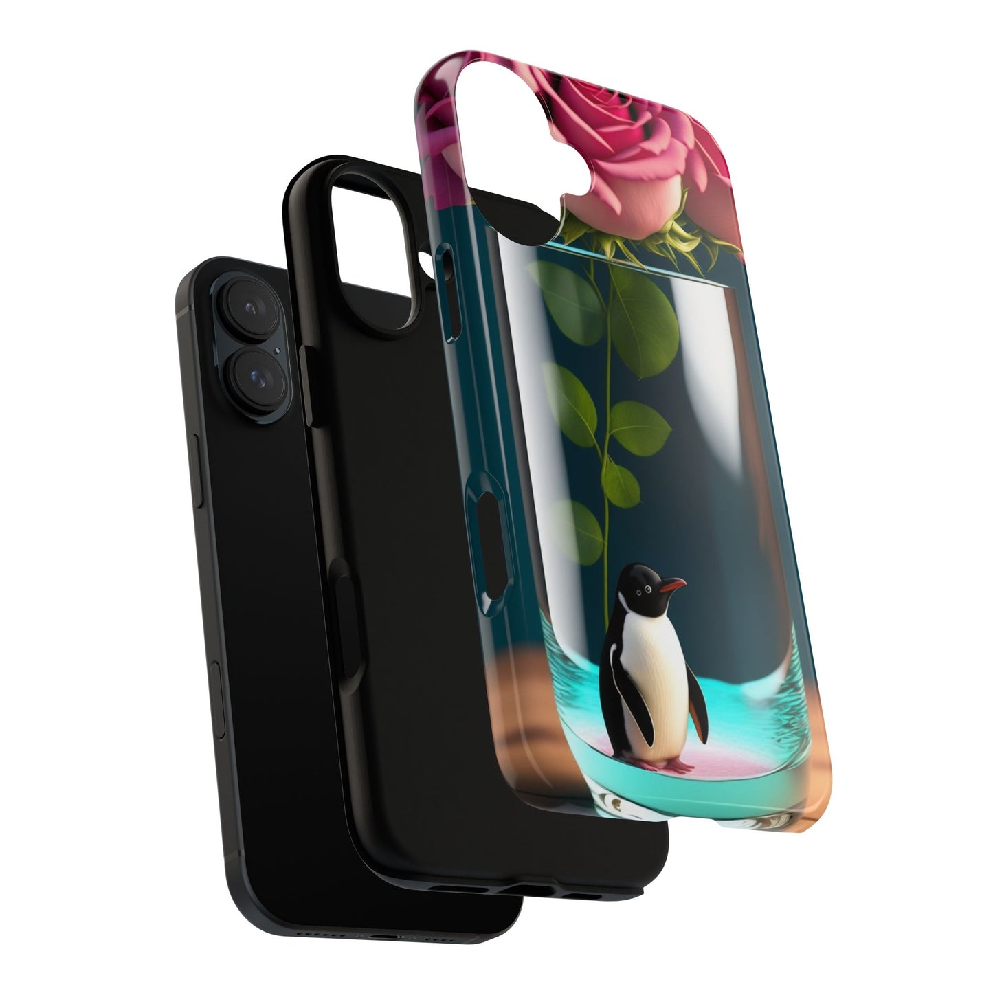 Penguin in a Glass Floral Tough Phone Case — Cute Protective Phone Cover
