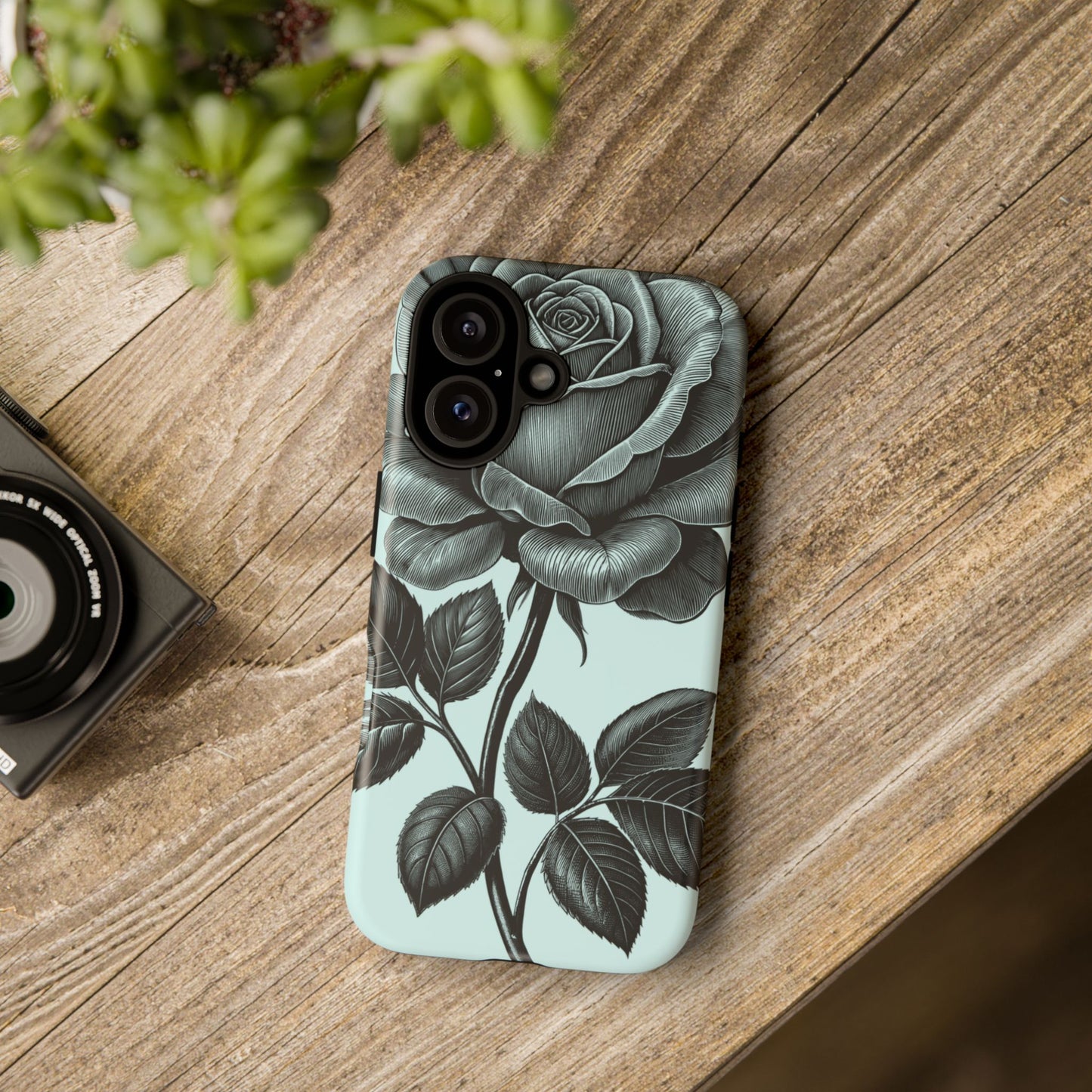Elegant Floral Phone Case, Tough Cases for iPhones, Black Rose Design, Gift for Her, Stylish Phone Cover, Birthday Gifts