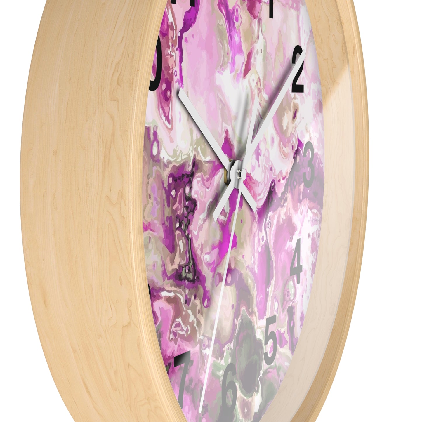 Elegant Pink Swirl Wall Clock Home Decor, Gift for Her, Modern Design, Office Wall Art, Functional Art