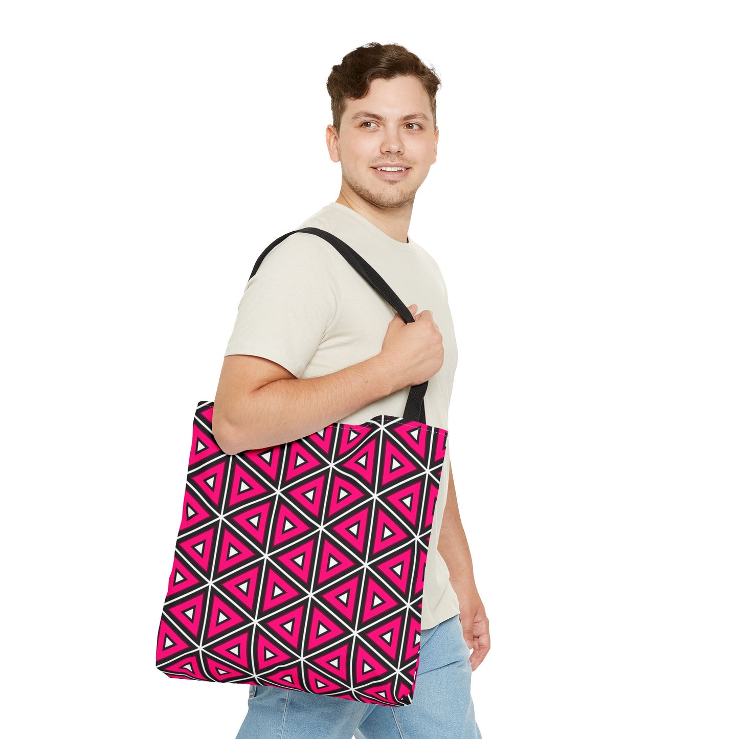 Vibrant Geometric Tote Bag, Trendy Shopping Tote, Cute Carry-All