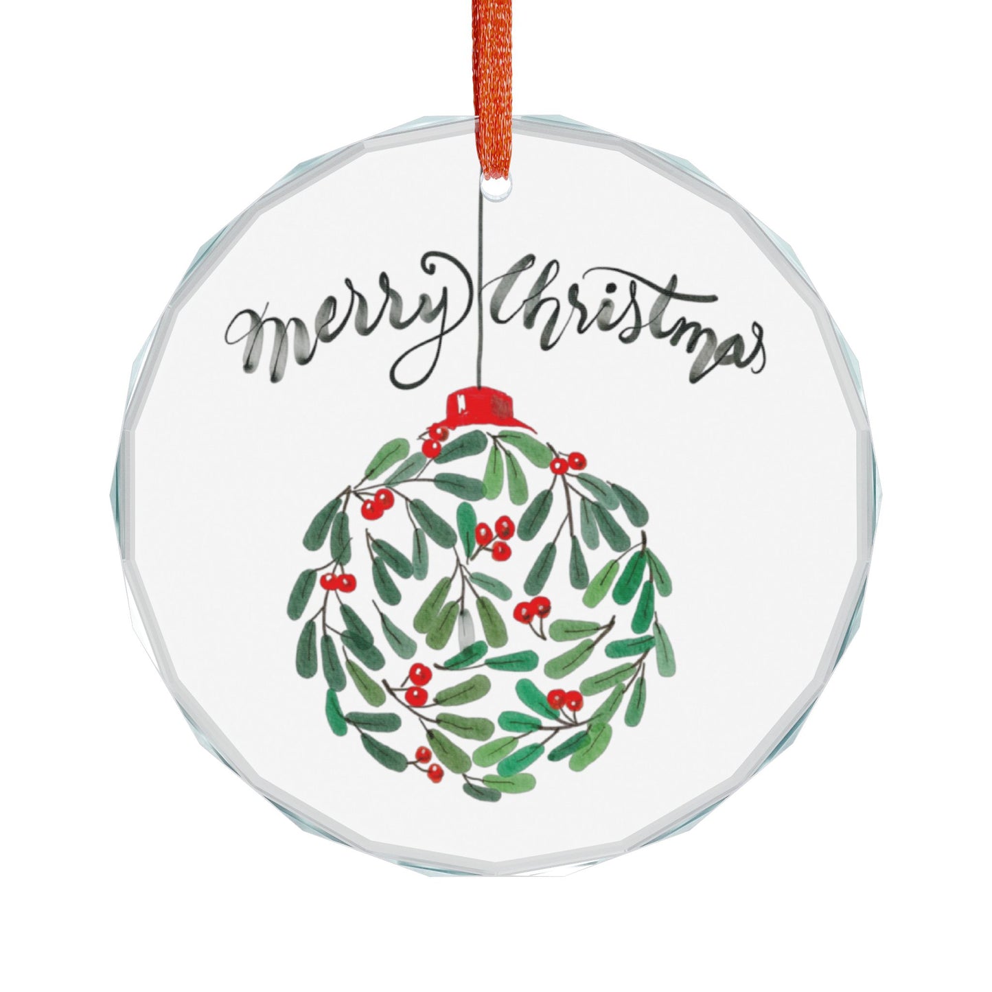 Christmas Heart Crystal Ornament – Merry Christmas Mistletoe Glass Decoration