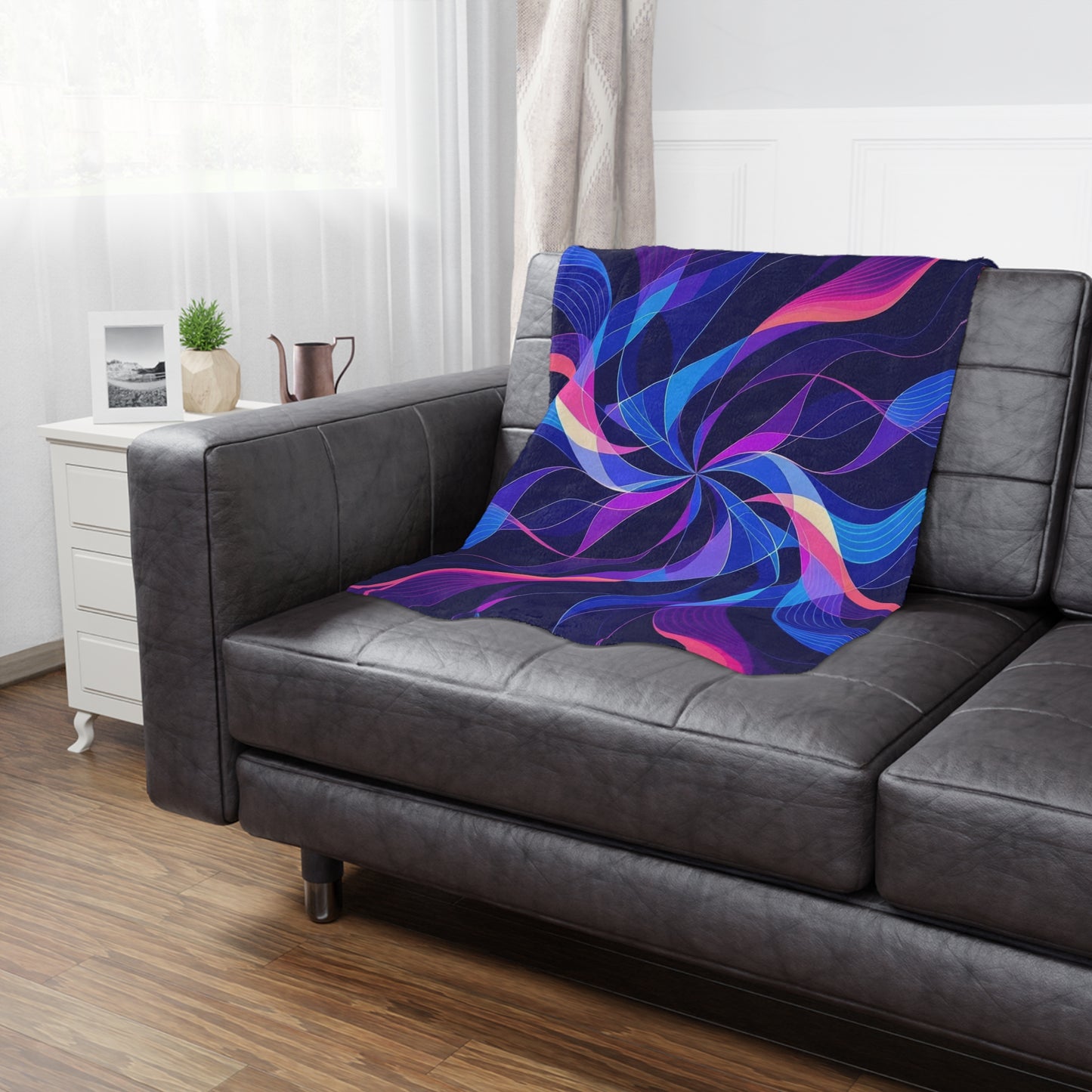 Minky Blanket — Abstract Neon Swirl Plush Throw