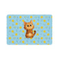 Cute Orange Kitten Pet Food Mat (12x18) — Non-Slip Cat Feeding Placemat with Floral Blue Background