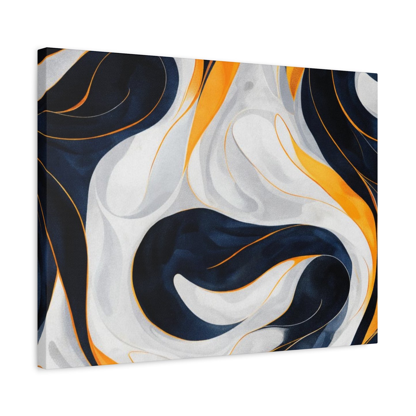 Abstract Navy & Gold Swirl Matte Canvas Wall Art