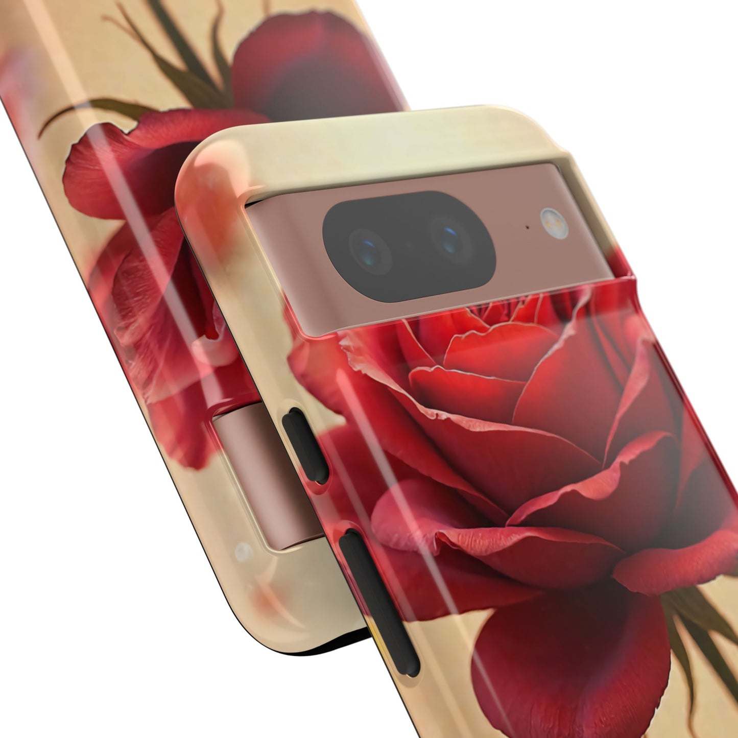 Floral Phone Case with Red Rose Design, Tough Phone Cover, Flower Print, Gift for Her, Stylish Accessory, Floral Aesthetic