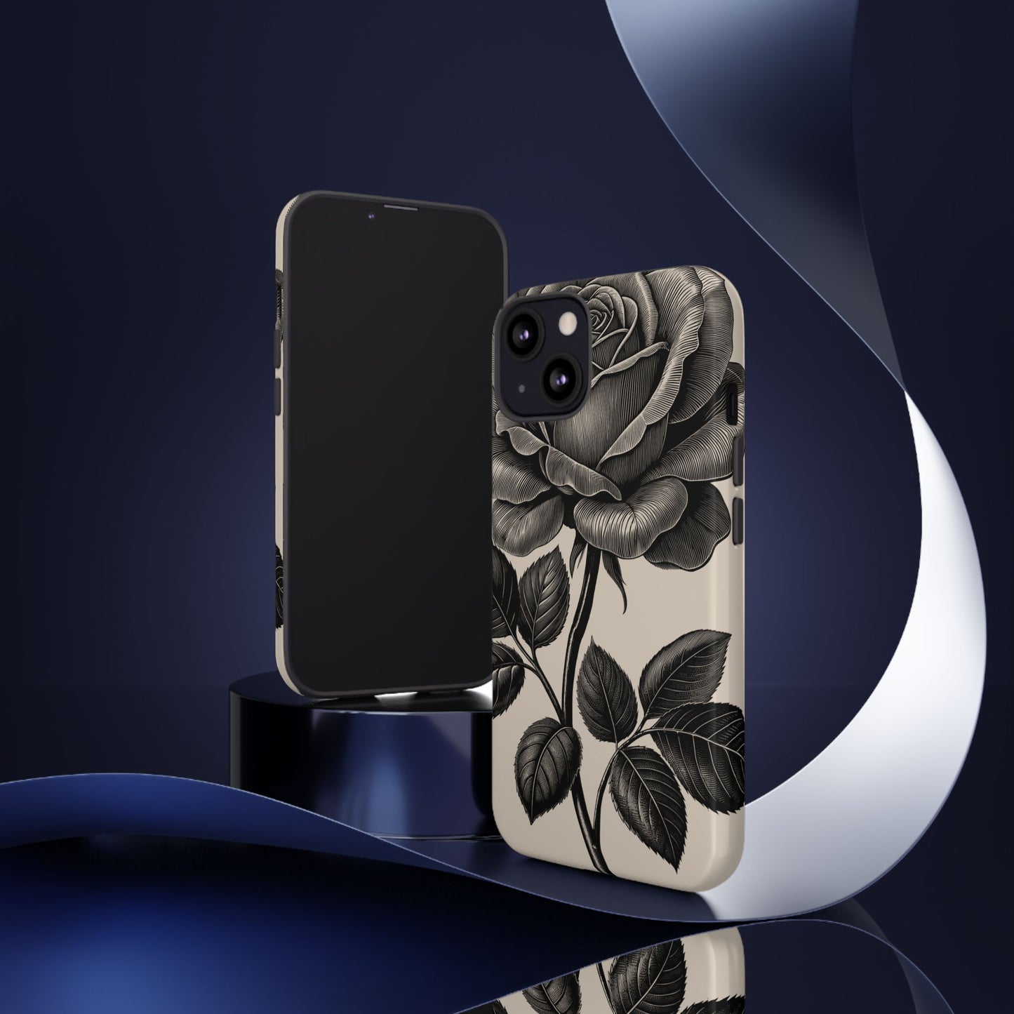 Black Rose Phone Case, Tough Cases with Floral Design, Elegant Tech Accessory, Gift for Flower Lovers, Stylish Protection