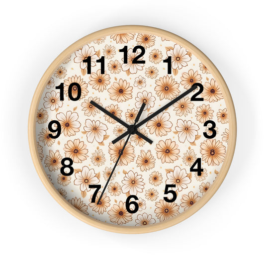 Chic Floral Wall Clock - Boho Home Decor, Retro Style Timepiece, Gift for Flower Lovers, Office Decoration, Vintage Vibe
