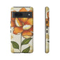 Floral Phone Case with Orange Flower Design, Tough Phone Cover, Floral Gift, Stylish Tech Accessory, Nature Lovers, Spring Vibes
