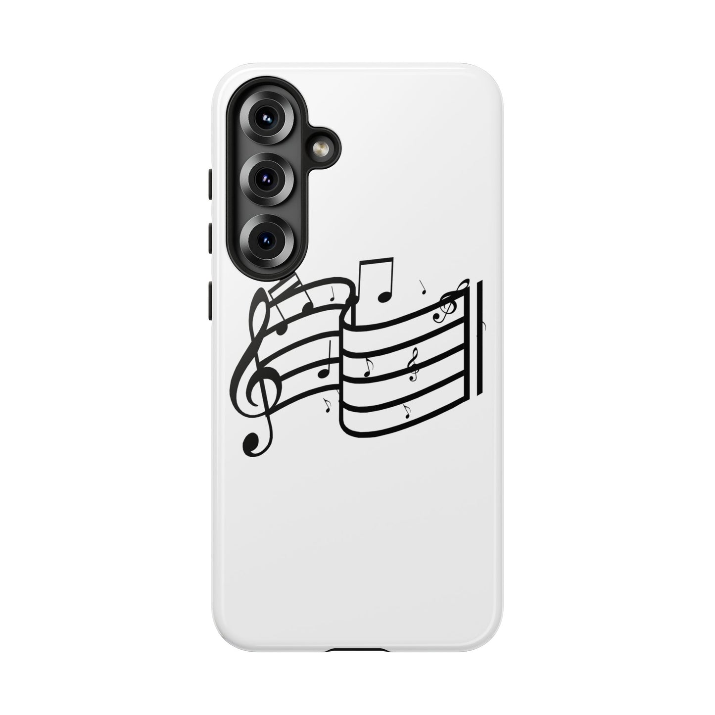 Musical Notes Phone Case — Black Treble Clef Music Staff Tough Case