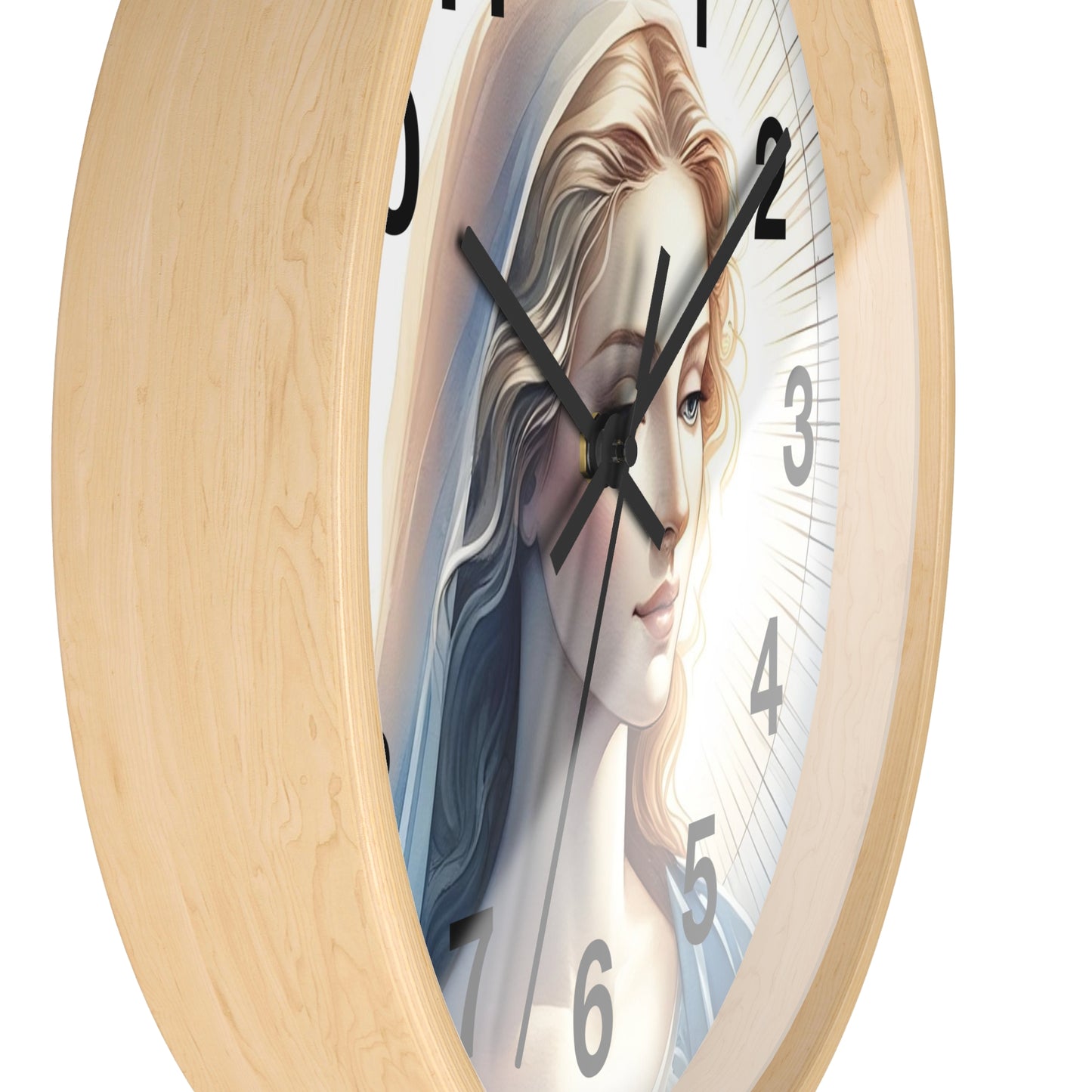 Serene Mary Wall Clock, Spiritual Decor, Gift for Mother's Day, Home Office Accent, Religious Artwork, Faith-Inspired Timepiece
