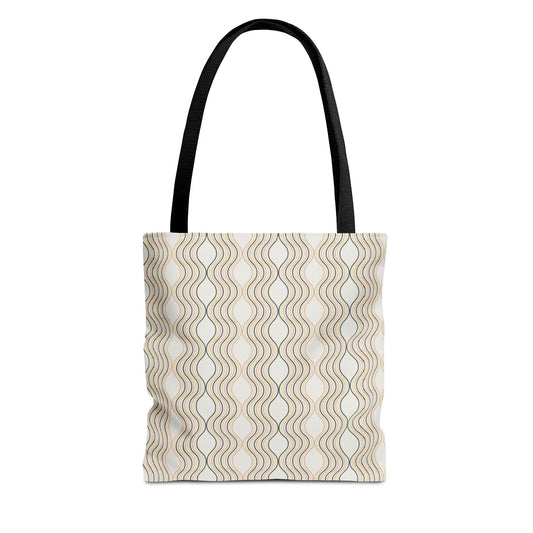 Waves Pattern Tote Bag, Boho Chic Handbag, Everyday Carry, Beach Bag, Gift for Her, Eco-Friendly Style
