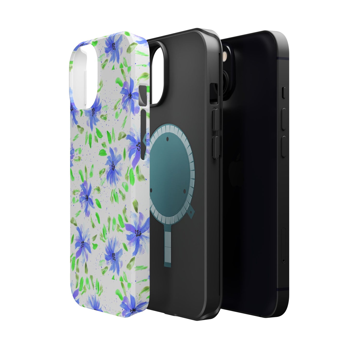 Floral Blue Watercolor Phone Case — Magnetic Impact-Resistant