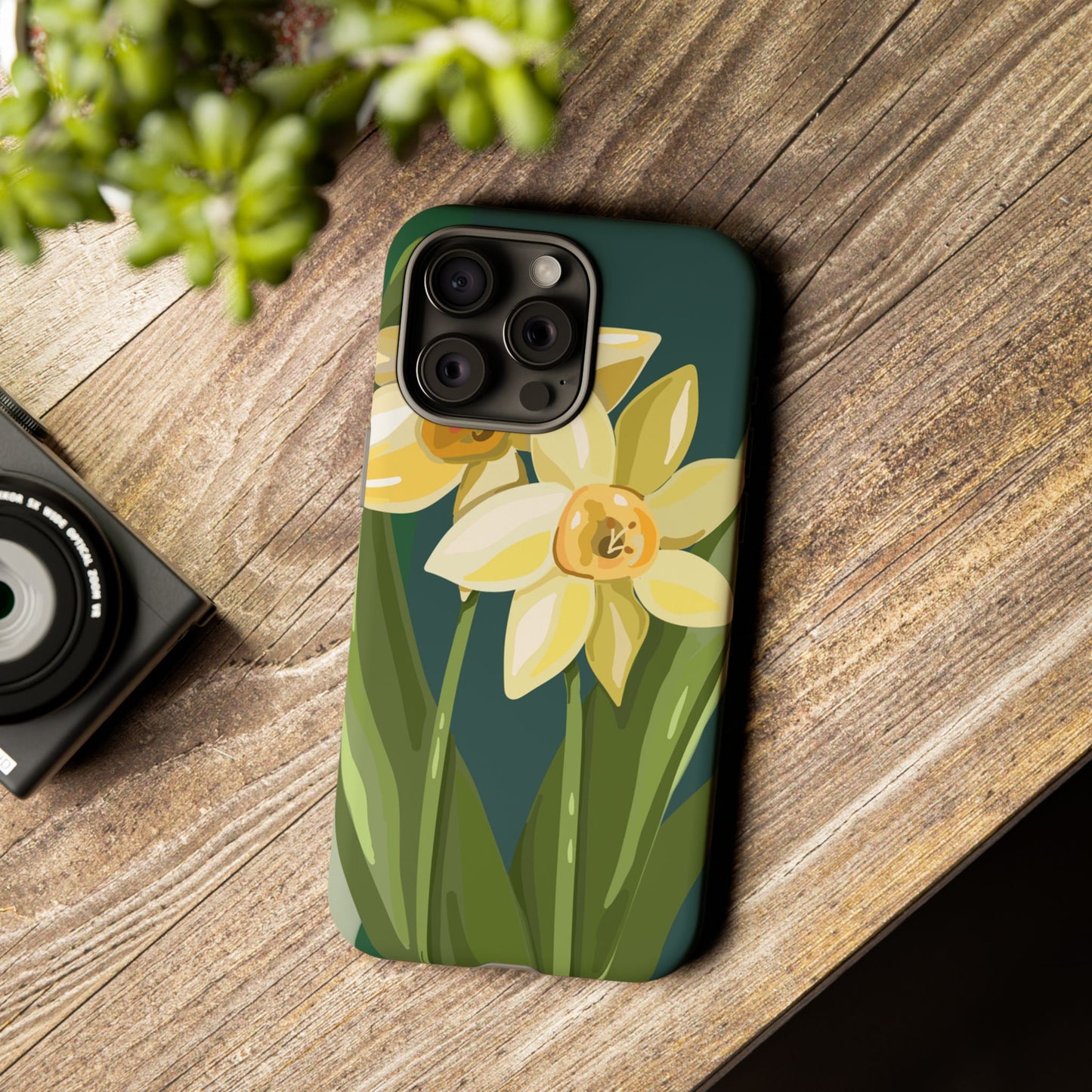 Floral Phone Case - Yellow Daffodil Design, Tough Phone Cover, Spring Decor, Floral Gift, Nature-Inspired Accessories