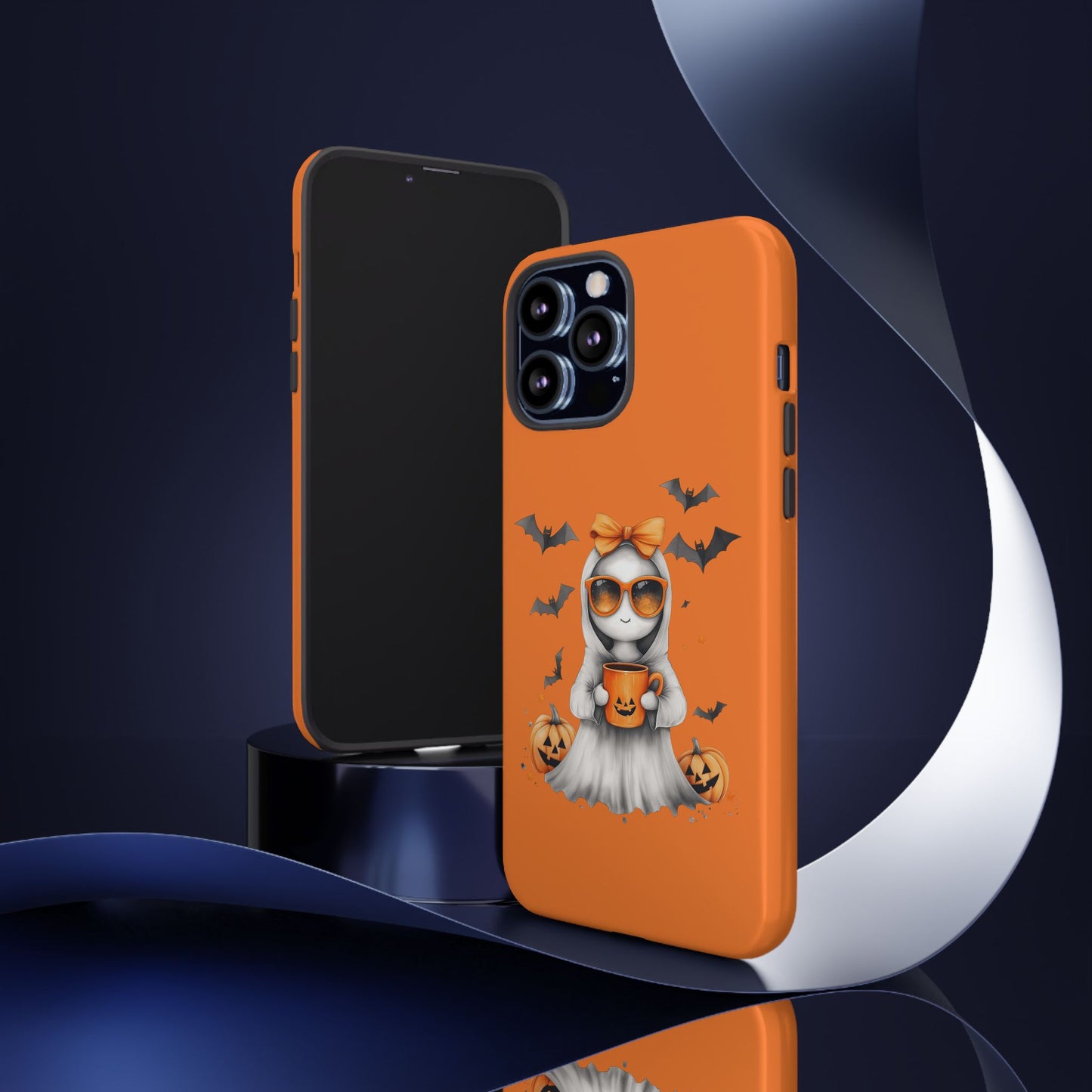 Halloween Ghost Phone Case, Cute Cat Ghost Case, Autumn Phone Cover, Spooky Season Gift, Trick or Treat Case