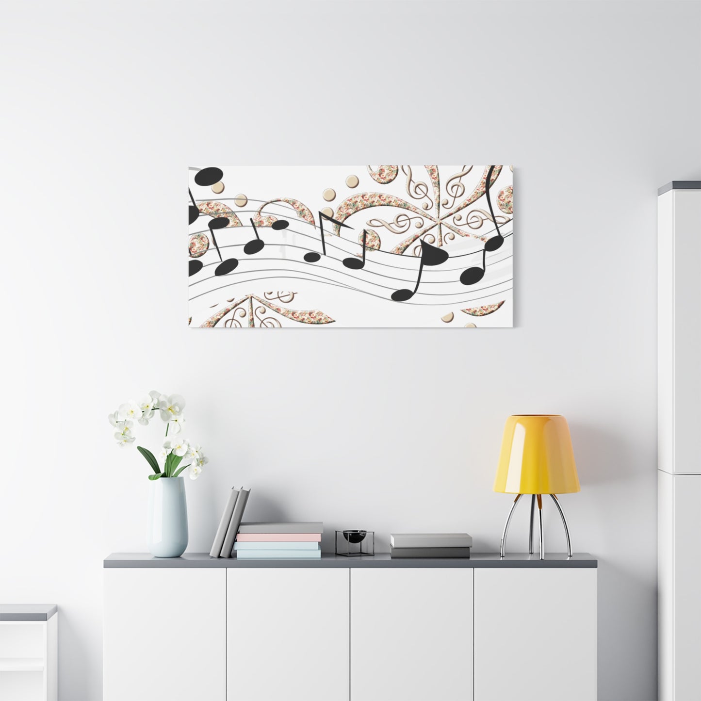 Musical Note Canvas Art, Floral Decor for Home, Music Lover Gift, Wall Art for Musicians, Unique Gift Idea
